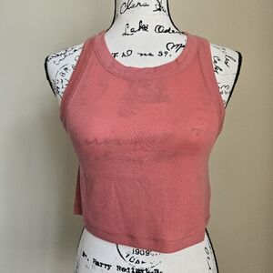 All Saints Crop Tank Top Womens 8 Lightweight Tainted Pink